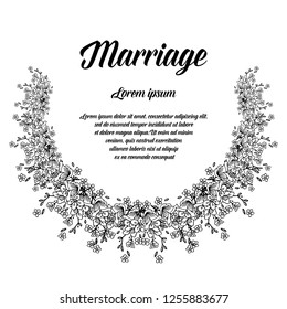 flower frame with marriage text vector illustration