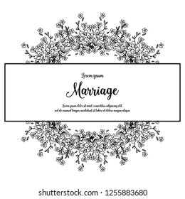 flower frame with marriage text vector illustration