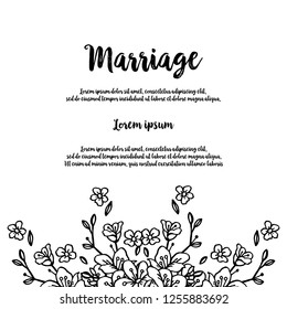 flower frame with marriage text vector illustration