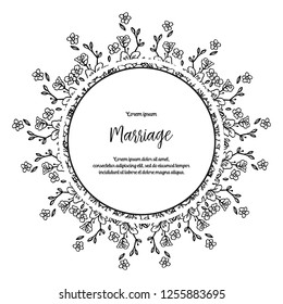 flower frame with marriage text vector illustration