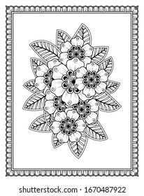 Flower frame in mehndi style. EPS 10.