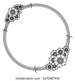 Flower frame in mehndi style. EPS 10.