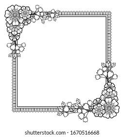 Flower frame in mehndi style. EPS 10.