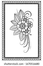 Flower frame in mehndi style. EPS 10.