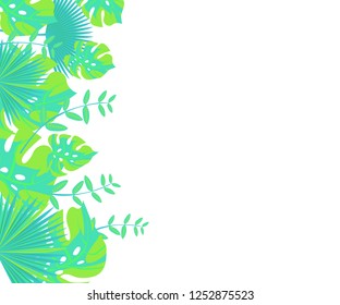 flower frame monstera ufo green, invitation card monstera proton purple, background tropical leaves plastic pink