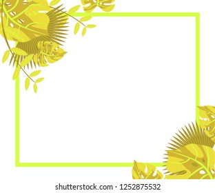 flower frame monstera ufo green, invitation card monstera proton purple, background tropical leaves plastic pink
