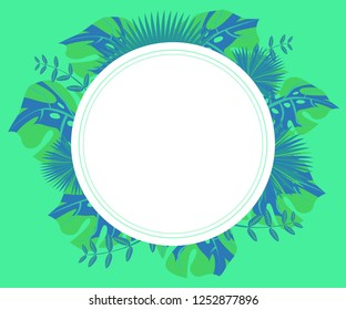 flower frame monstera ufo green, invitation card monstera proton purple, background tropical leaves plastic pink