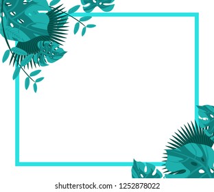 flower frame monstera ufo green, invitation card monstera proton purple, background tropical leaves plastic pink