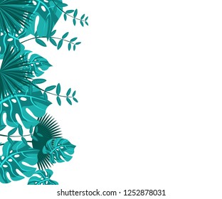flower frame monstera ufo green, invitation card monstera proton purple, background tropical leaves plastic pink