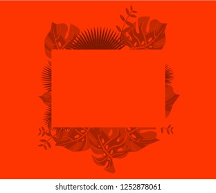 flower frame monstera ufo green, invitation card monstera proton purple, background tropical leaves plastic pink