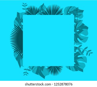 flower frame monstera ufo green, invitation card monstera proton purple, background tropical leaves plastic pink