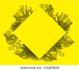 flower frame monstera ufo green, invitation card monstera proton purple, background tropical leaves plastic pink