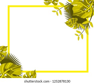 flower frame monstera ufo green, invitation card monstera proton purple, background tropical leaves plastic pink