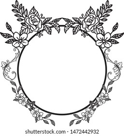 Flower frame motif sketch, for design elegant of card. Vector