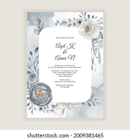  flower frame with navy blue and white watercolor