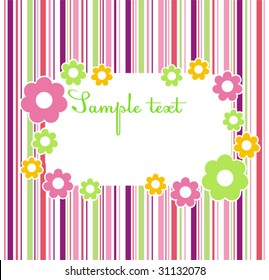 Flower frame on a striped color background