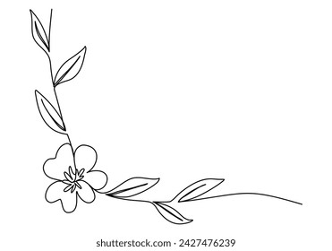 Ilustración vectorial de dibujo de línea de marco de flor.