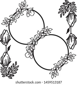 Flower frame ornament with space for text. Vector