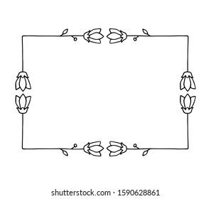 Flower frame outline hand drawn doodle style