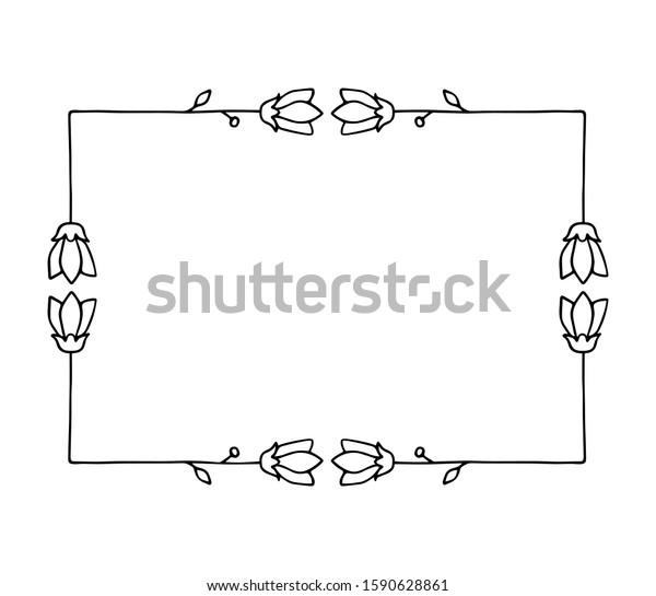 Flower frame
outline hand drawn doodle
style