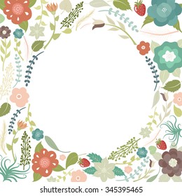 Flower frame in pale colors
