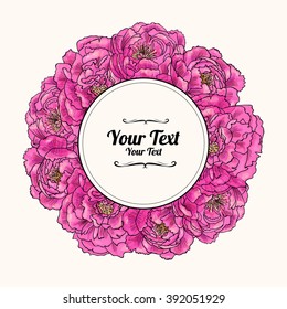 Flower frame with  peonies.Vector illustration