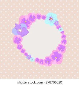 Flower frame for photo or text with   beige background