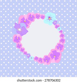 Flower frame for photo or text with lilac background