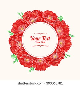 Flower frame with poppies.Vector illustration