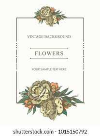 Flower frame. Roses. Vector illustration.