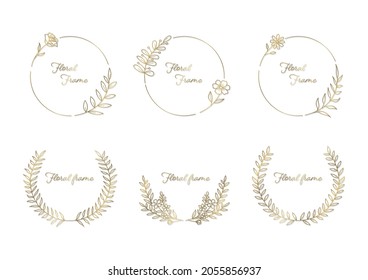 Flower frame set for design  Gold on white