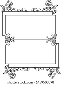 Flower frame simple, isolated on white background. Vector