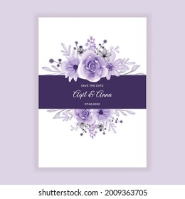 flower frame with soft purple flowers watercolor