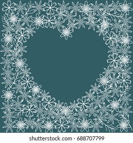 Flower frame. Stripe flower  in heart shape. This image is used for the background picture frame, or cards of congratulation for your special someone.