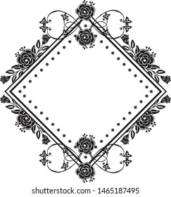 Flower frame template background, decoration of various card. Vector