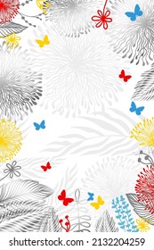 Marco de flor para texto con mariposas. Postal del 8 de marzo. Ilustración del vector