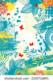 Marco de flor para texto con mariposas. Postal del 8 de marzo. Ilustración del vector