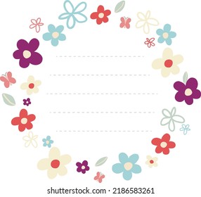 Flower frame vector circle Decorative frame 