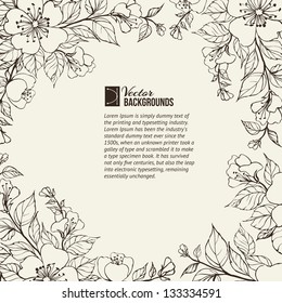 Flower frame. Vector illustration, contains transparencies, gradients and effects.