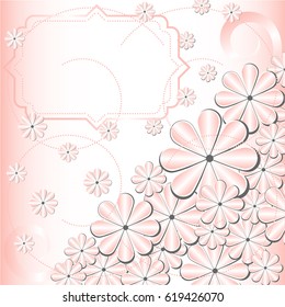 Flower frame. Vintage greeting card template for designer. Vector illustration.