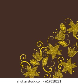 Flower frame. Vintage greeting card template for designer. Vector illustration.