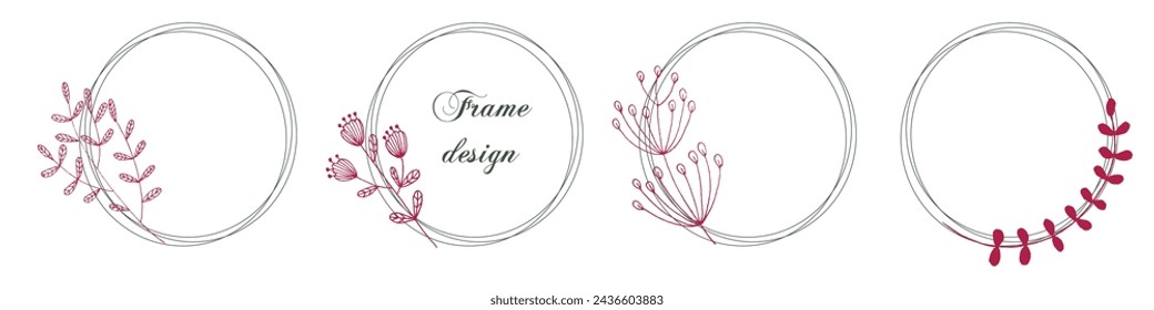 Marco de flores. Plantilla de tarjeta de invitación de boda. Marcos con flores silvestres.
