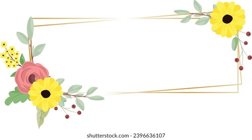 Flower Frame Wreath. Floral botanical flowers. for graphic designer decoration, product design, and cards