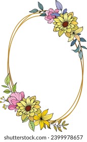 Flower Frame Wreath. Set of floral frames. Floral botanical flowers. for graphic designer decoration, product design, and cards