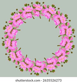 Flower Frame Wreath, Vector floral Background