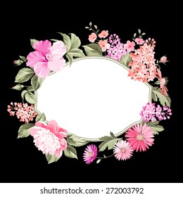 Flower frame for your custom decorative design. Vector illustration.