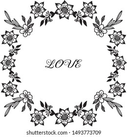Flower frame for your design, for decorative of love greeting card. Vector