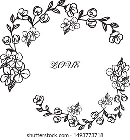 Flower frame for your design, for decorative of love greeting card. Vector