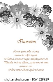 flower frame for your invitation cards design, greeting cards, postcards for birthday, Valentine's day, wedding or party and more. Vector illustration.