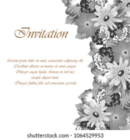 flower frame for your invitation cards design, greeting cards, postcards for birthday, Valentine's day, wedding or party and more. Vector illustration.